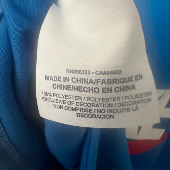 Nike Sportswear® Loose Fit Raglan Sleeve Drop Taped Tee in Blue Size Medium - Picture 7 of 7